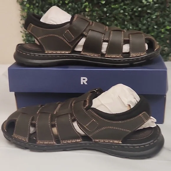 Rockport Darwin Fishermen Brown ll Lea - Picture 2 of 8